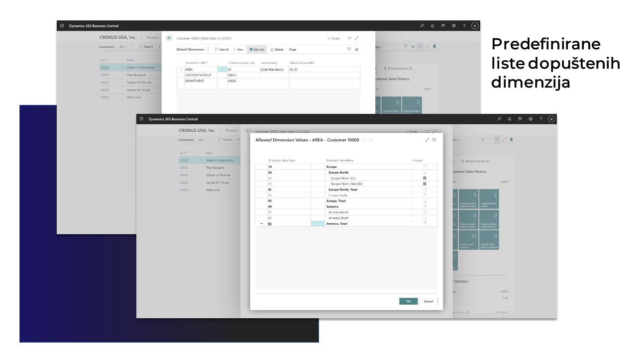 Dimenzije artikala Microsoft Dynamics 365 Business Central